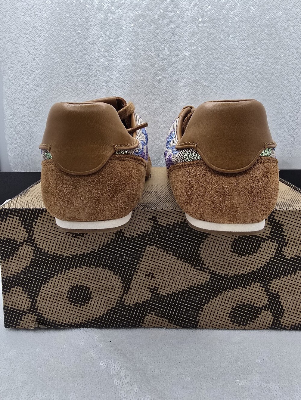 Coach Crystal Signature Jacquard Suede Leather Streamline Sneaker Women's 10 - Picture 8 of 13
